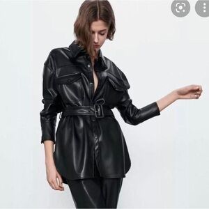 Zara Black Faux Leather Jacket